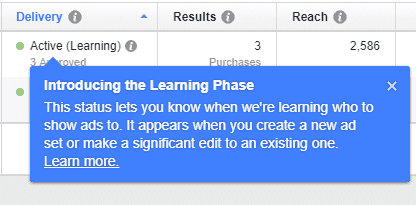 Facebook Ads Learning Phase