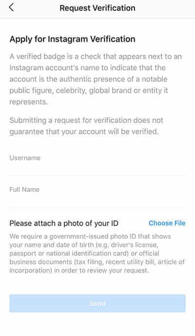 instagram verification blue check