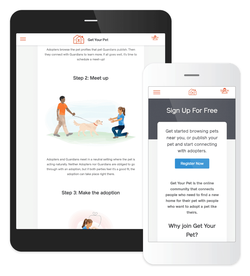 Get Your Pet – Landing Page Design